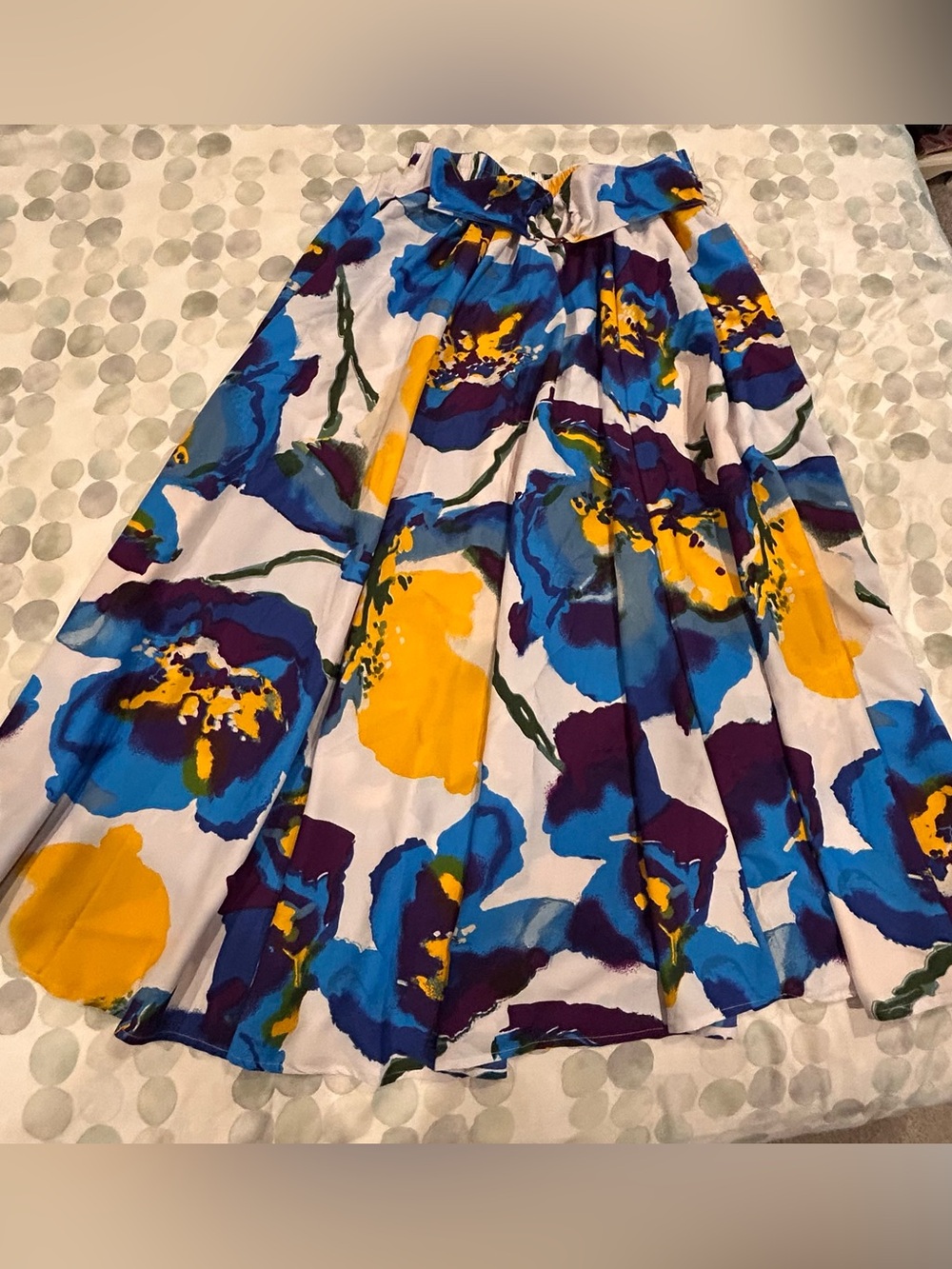 Floral Full-Length Women’s Skirt - Blue, Purple & Yellow